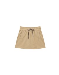 Drawstring Low Waist Cotton Mini Skirt with Side Pockets