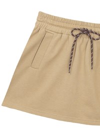 Drawstring Low Waist Cotton Mini Skirt with Side Pockets