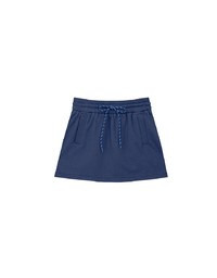 Drawstring Low Waist Cotton Mini Skirt with Side Pockets