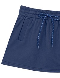 Drawstring Low Waist Cotton Mini Skirt with Side Pockets