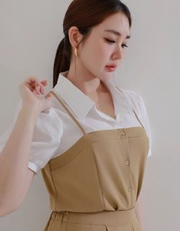 Tailored A Line Pleated Mini Skirt with Wide Waistband Detail