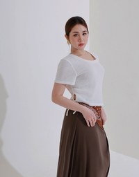 Logo Embroidered Slim Fit Flared Maxi Skirt