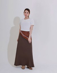 Logo Embroidered Slim Fit Flared Maxi Skirt