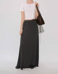 Logo Embroidered Slim Fit Flared Maxi Skirt