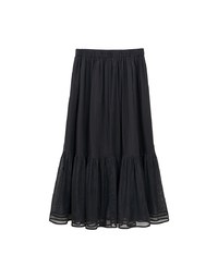 Mesh Overlay Flowy Hem Tiered Maxi Skirt