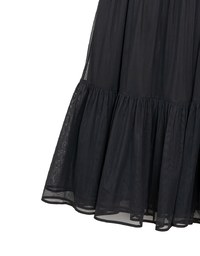 Mesh Overlay Flowy Hem Tiered Maxi Skirt