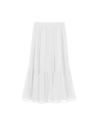 Mesh Overlay Flowy Hem Tiered Maxi Skirt