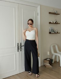Cooling Fabric Lighweight High Waist Wide Leg Pants with Pleated Front Detail