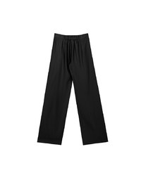 Cooling Fabric Lighweight High Waist Wide Leg Pants with Pleated Front Detail
