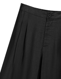 Cooling Fabric Lighweight High Waist Wide Leg Pants with Pleated Front Detail