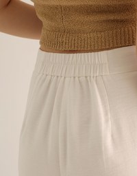 Cooling Fabric Lighweight High Waist Wide Leg Pants with Pleated Front Detail