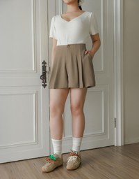 脚長効果Aラインタックショートスラックス