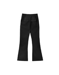 Minimal High Waist Flare Pants with Front Side Slit Detail