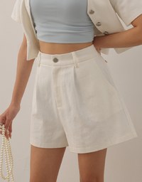 High Waist Pleated Tailored Wide Leg Shorts