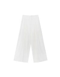 Front Slit Flowy Pleated Wide Leg Pants