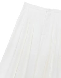 Front Slit Flowy Pleated Wide Leg Pants