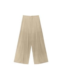 Front Slit Flowy Pleated Wide Leg Pants