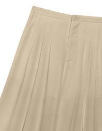 Front Slit Flowy Pleated Wide Leg Pants