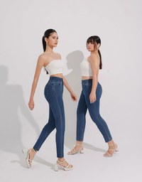 涼感デニムロングパンツ
