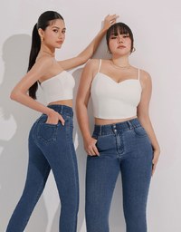 涼感デニムロングパンツ