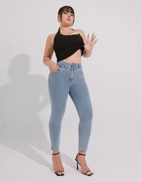 涼感デニムロングパンツ