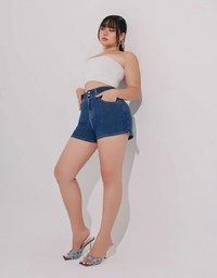 涼感デニムショートパンツ