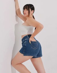 涼感デニムショートパンツ