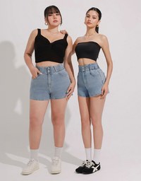 涼感デニムショートパンツ