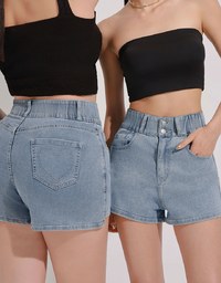 涼感デニムショートパンツ