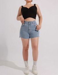 涼感デニムショートパンツ