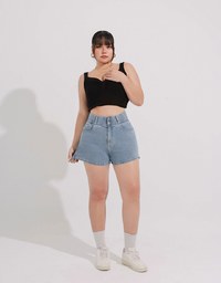 涼感デニムショートパンツ