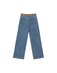 Retro High Waist Wide Leg Jeans Denim Pants with Belt