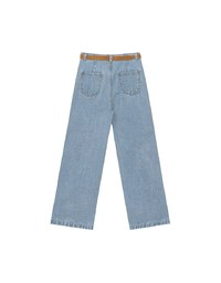 Retro High Waist Wide Leg Jeans Denim Pants with Belt