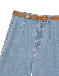Retro High Waist Wide Leg Jeans Denim Pants with Belt