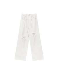 【Lyra & Toby】Distressed Drawstring Wide Leg Casual Pants