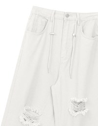 【Lyra & Toby】Distressed Drawstring Wide Leg Casual Pants