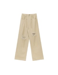 【Lyra & Toby】Distressed Drawstring Wide Leg Casual Pants