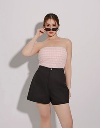 High Waist Hidden Closure Tailored Fit A Line Shorts