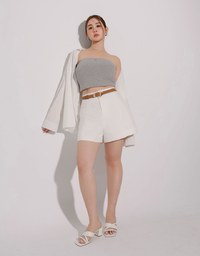 High Waist Hidden Closure Tailored Fit A Line Shorts