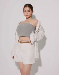 High Waist Hidden Closure Tailored Fit A Line Shorts