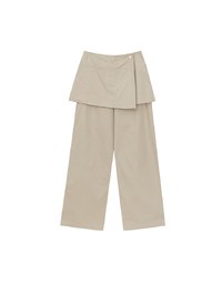 Faux 2 Piece Skirt Overlay Wide Leg Pants
