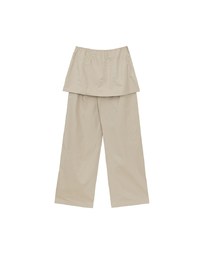 Faux 2 Piece Skirt Overlay Wide Leg Pants