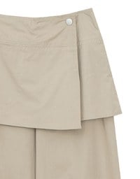 Faux 2 Piece Skirt Overlay Wide Leg Pants