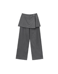 Faux 2 Piece Skirt Overlay Wide Leg Pants