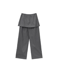 Faux 2 Piece Skirt Overlay Wide Leg Pants