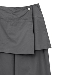Faux 2 Piece Skirt Overlay Wide Leg Pants