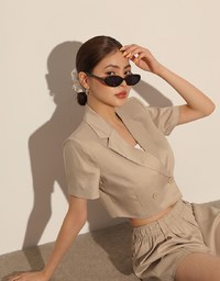 Pleated Front Elastic Waist Tailored Shorts