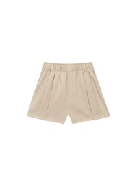 Pleated Front Elastic Waist Tailored Shorts