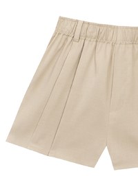 Pleated Front Elastic Waist Tailored Shorts