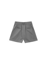 Pleated Front Elastic Waist Tailored Shorts
